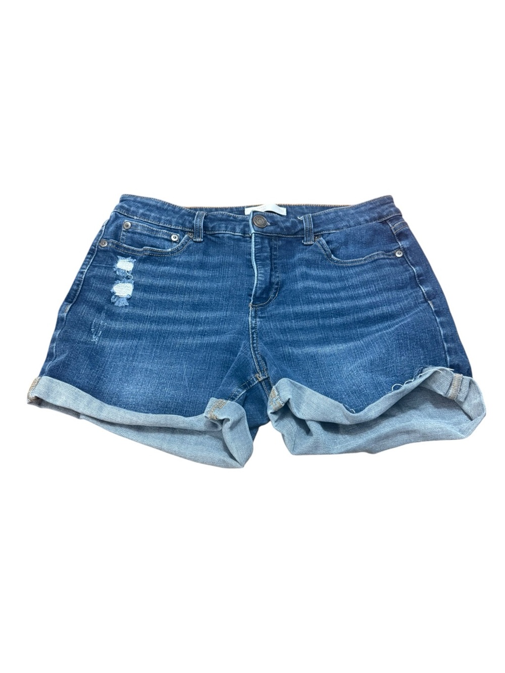 LC Lauren Conrad Distressed Cuffed Blue Denim Shorts